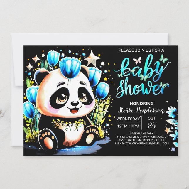 Invitación Adorable Panda Dreamland Journey Boy Baby Shower (Anverso)