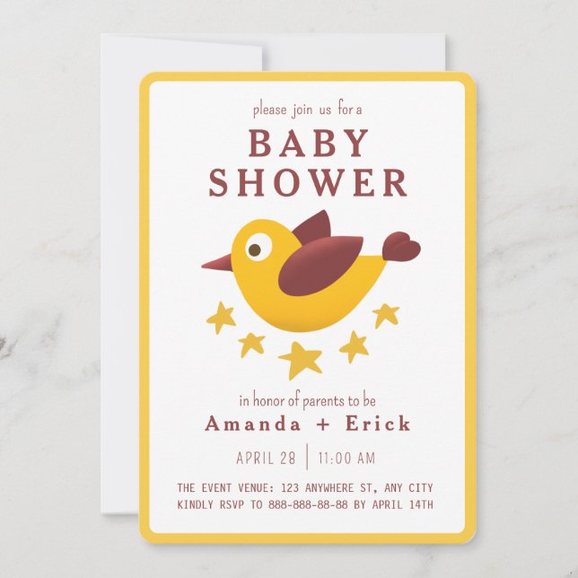 Invitación adorable para baby shower (Anverso)