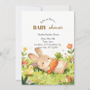 Invitación adorable para baby shower de conejito