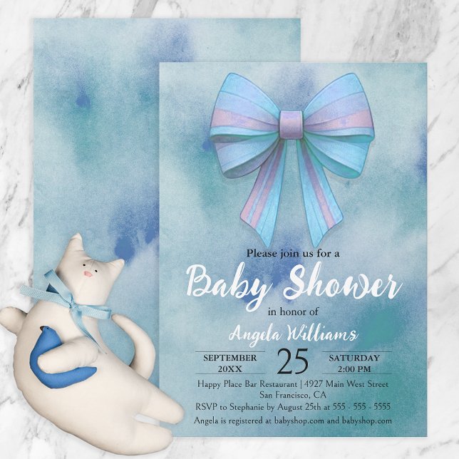 Invitación Adorable Pastel Azul Turquoise Boy Baby Shower (Subido por el creador)