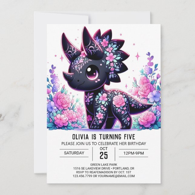 Invitación Adorable Pastel Dinosaur Nacimiento Digital (Anverso)