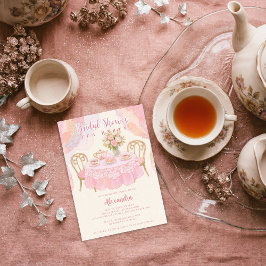 Invitación Adorable Pastel Pink Tea Party Bridal Shower