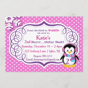 Invitación Adorable Penguin Invite