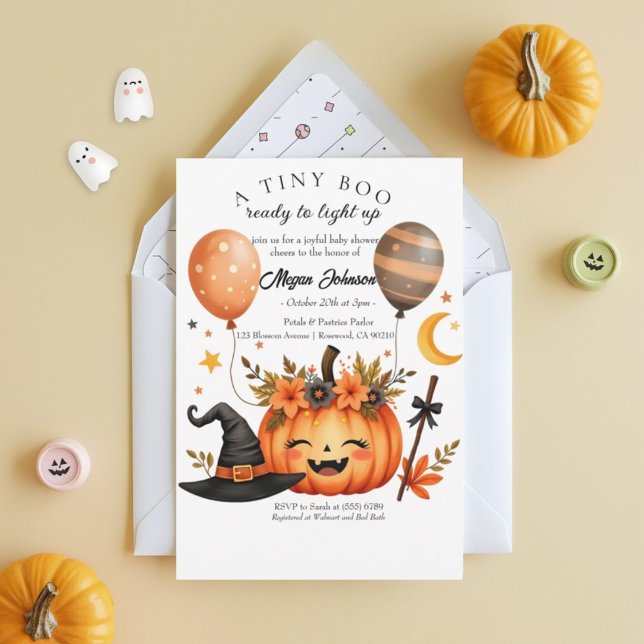 Invitación Adorable Pequeña Calabaza Boo Halloween Baby Showe (Subido por el creador)