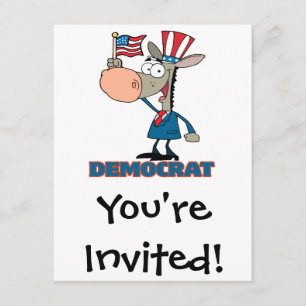 Invitación adorable personaje de dibujos animados de burro de