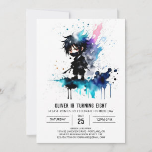 Invitación Adorable Personalizado Ninja Boy Cumpleaños Digita