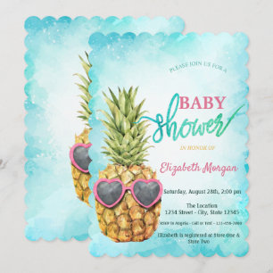 Invitación Adorable Piña Tropical Fresca  Ducha de Bebé