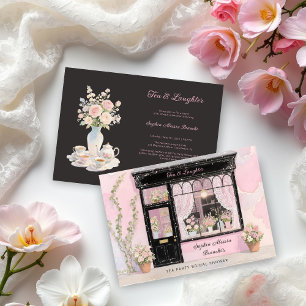 Invitación Adorable Pink Vintage Tea Party Bridal Shower 