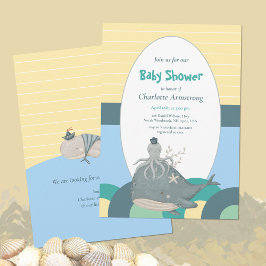 Invitación Adorable pulpo de ballena náutico Baby Shower amar