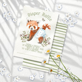 Invitación Adorable Red Panda Bear Diaper Raffle
