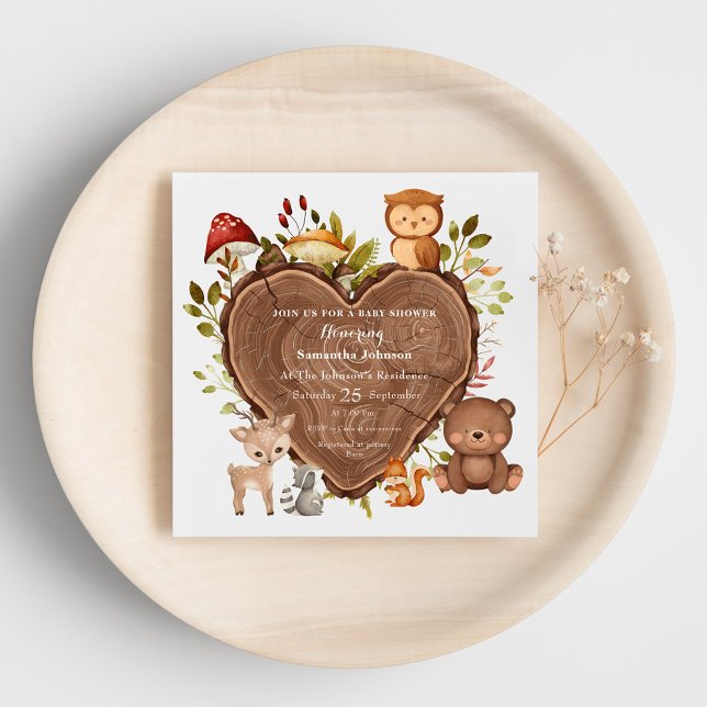 Invitación Adorable rústico Woodland Animals Baby Shower (Subido por el creador)