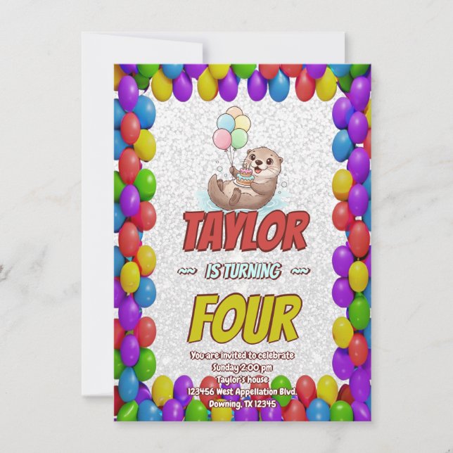 Invitación Adorable Sea Otter Birthday Invite (Anverso)