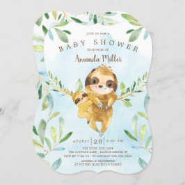 Invitación Adorable Sloth Baby Shower