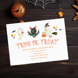 Invitación Adorable Spooky Friends "Trick or Trel" Halloween