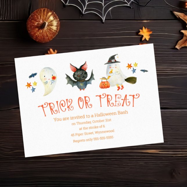 Invitación Adorable Spooky Friends "Trick or Trel" Halloween (Subido por el creador)
