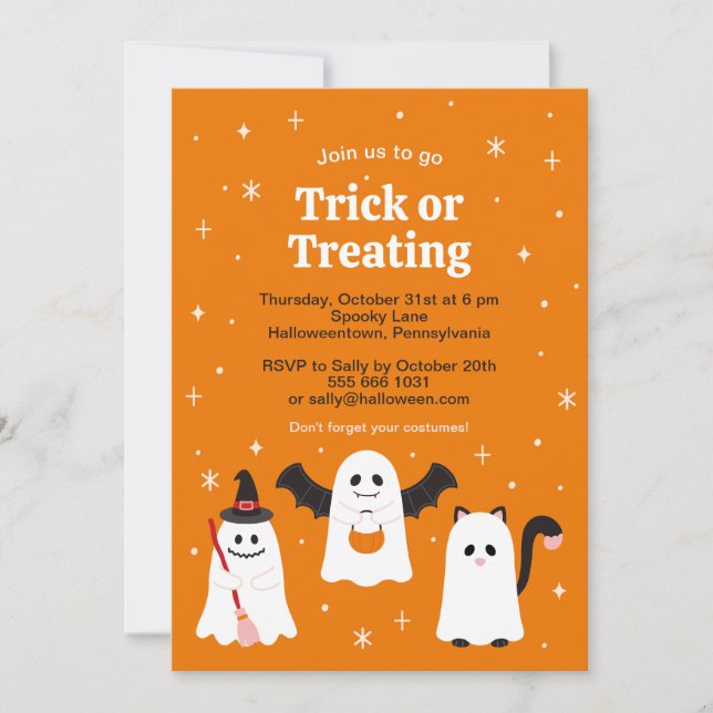 Invitación Adorable truco de Halloween o Personalizado del tr (Anverso)