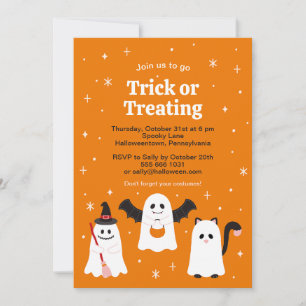 Invitación Adorable truco de Halloween o Personalizado del tr