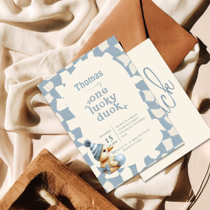 Invitación Adorable "Un Pato Afortunado" Primer Cumpleaños