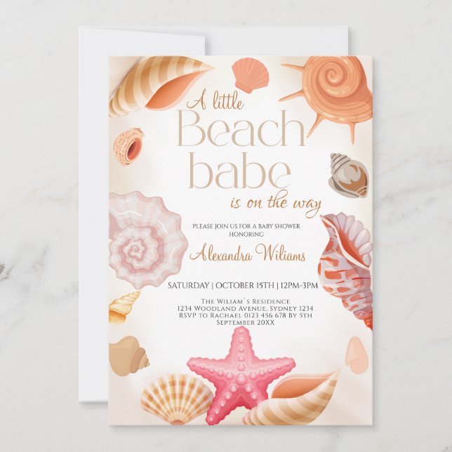 Invitación Adorable Un Pequeño Babe De Playa Baby Shower (Anverso)