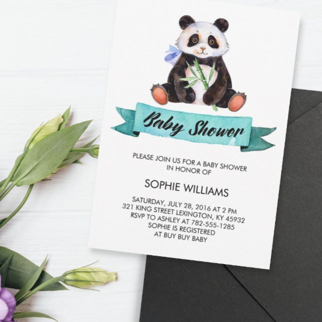 Invitación Adorable Watercolor Panda Baby Shower (Subido por el creador)