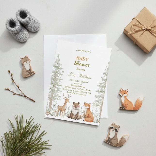 Invitación Adorable Woodland Animals Baby Shower Invitation (Subido por el creador)