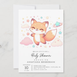 Invitación Adorable Woodland Fox Baby Shower