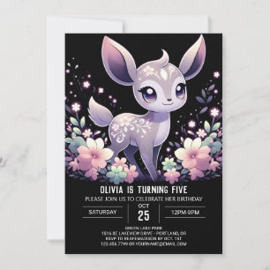 Invitación Adorable y elegante cumpleaños digital de ciervos