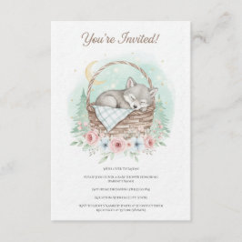 Invitación Adorable y esponjoso bebé lobo Baby Shower