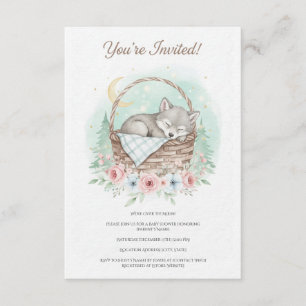 Invitación Adorable y esponjoso bebé lobo Baby Shower