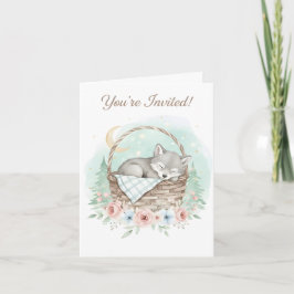 Invitación Adorable y esponjoso bebé lobo Baby Shower