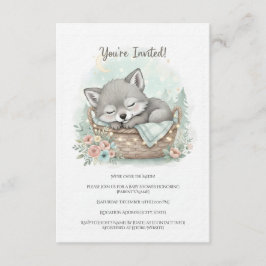Invitación Adorable y esponjoso bebé lobo Fiesta de bienveni