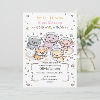 Invitación Adorables amigos animales cósmicos