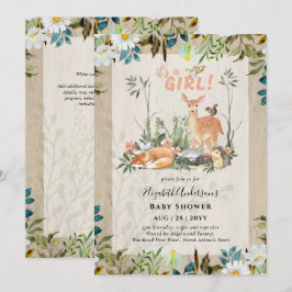 Invitación Adorables CHICAS Woodland Deer Baby Shower entran 
