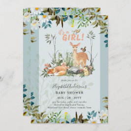 Invitación Adorables CHICAS Woodland Deer Baby Shower Sage In