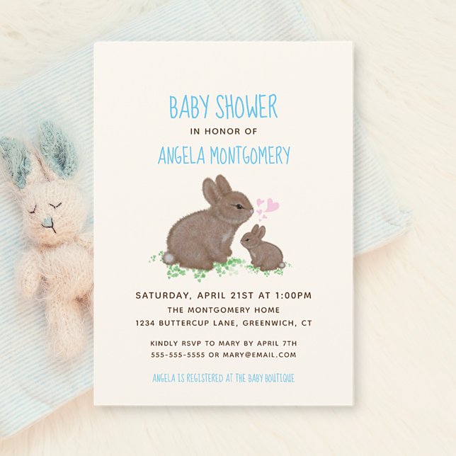 Invitación Adorables conejillos con Hearts Boy Baby Shower (Subido por el creador)