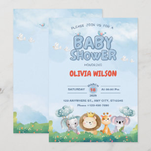 Invitación Adorables dedos pequeños y Baby Shower de Safari J