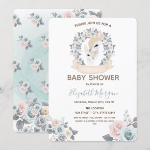 Invitación Adorables Florecillas de Reno Bebé Shower de Bebé