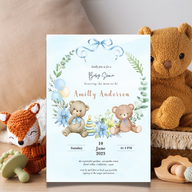 Invitación Adorables gemelos osito de peluche ducha de bebé f (Subido por el creador)