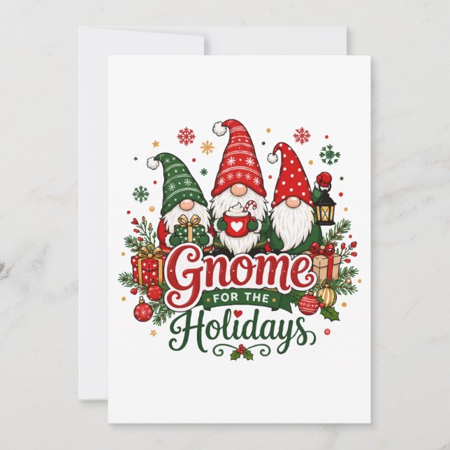 Invitación Adorables Gnomos de Navidad Diseño de Fiesta (Anverso)