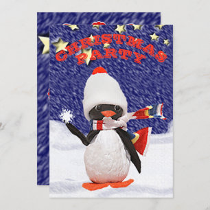 Invitación Adorables Navidades Snowy Penguin Paradise