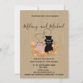 Invitación Adorables personalizados florales divertidos gatos
