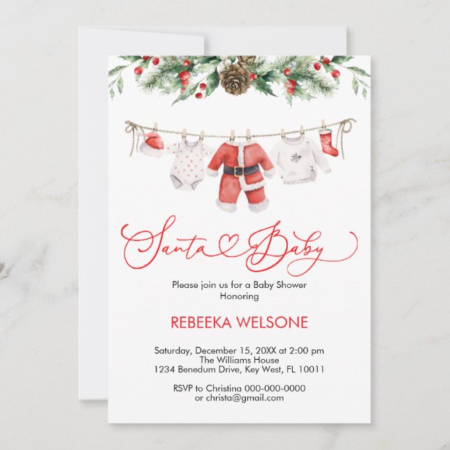 Invitación Adorables santa navidades bebé ducha de bebé (Anverso)