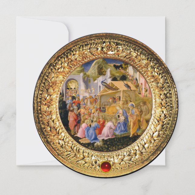 Invitación ADORACIÓN DE MAGI Fra Angelico, Gemstone, Navidade (Anverso)