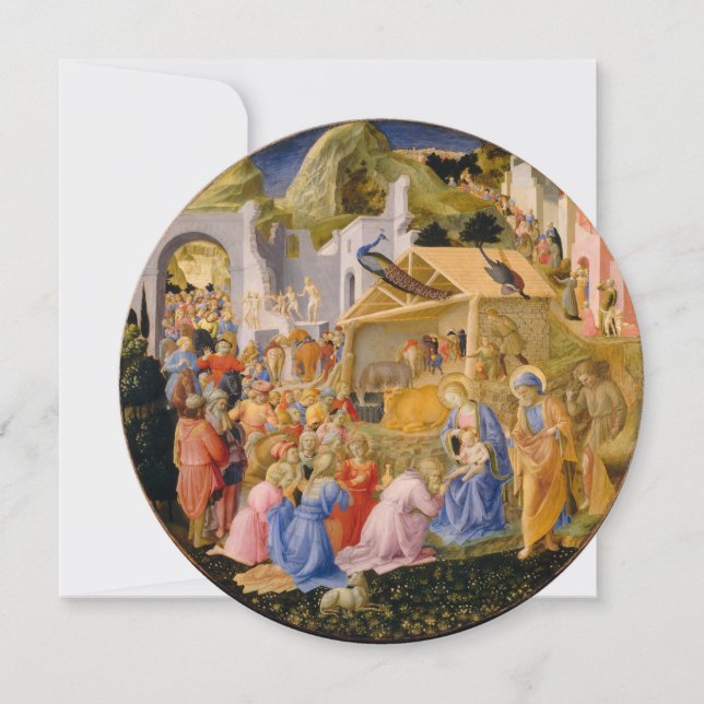 Invitación ADORACIÓN DE MAGI Fra Angelico, Gemstone, Navidade (Anverso)