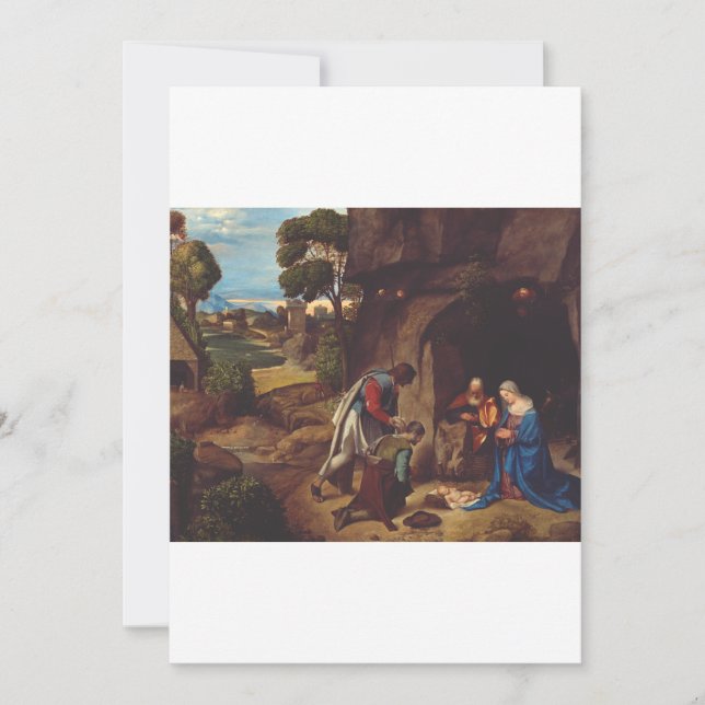 Invitación Adoración de Pastores por Giorgione (Anverso)