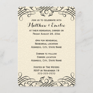 Invitación adornada de la cena del ensayo de la