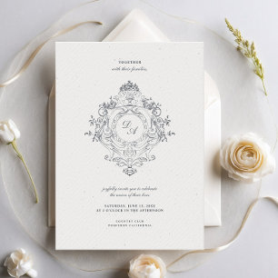 Invitación Adorno Crest Barroco Vintage Boda Minimalista