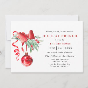 Invitación Adorno de Acuarela BRUNCH NAVIDEÑO DE FIESTAS