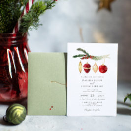 Invitación Adorno de Acuarela Vintage de Invierno Foto Boda