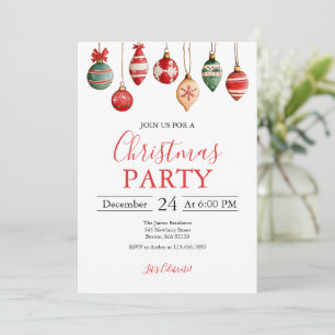 Invitación Adorno de Bola de Navidad Fiesta